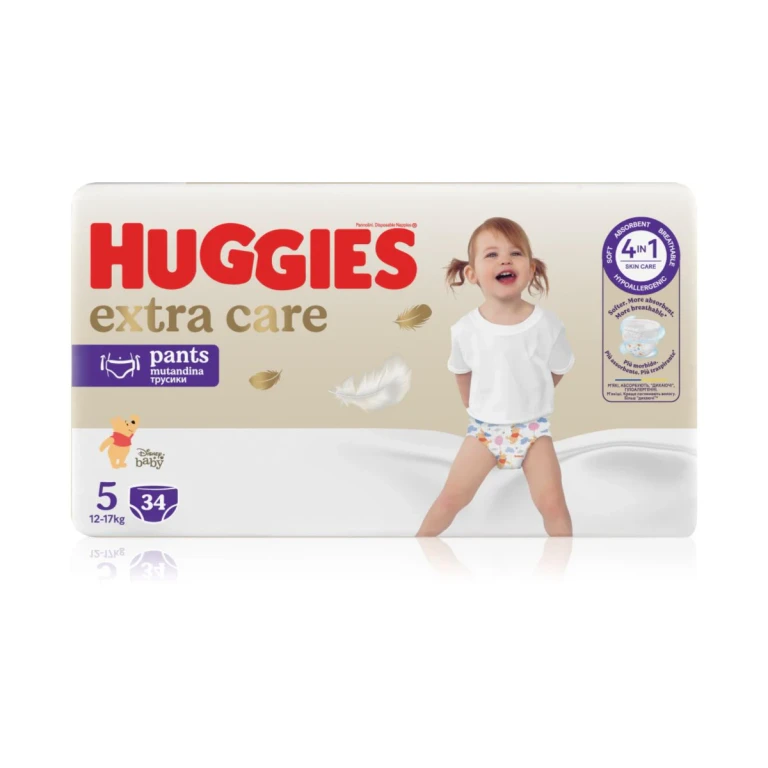 Extra Care Pants Size 5 Disposable Pull-Up Diapers 12 - 17 Kg 34 Pieces