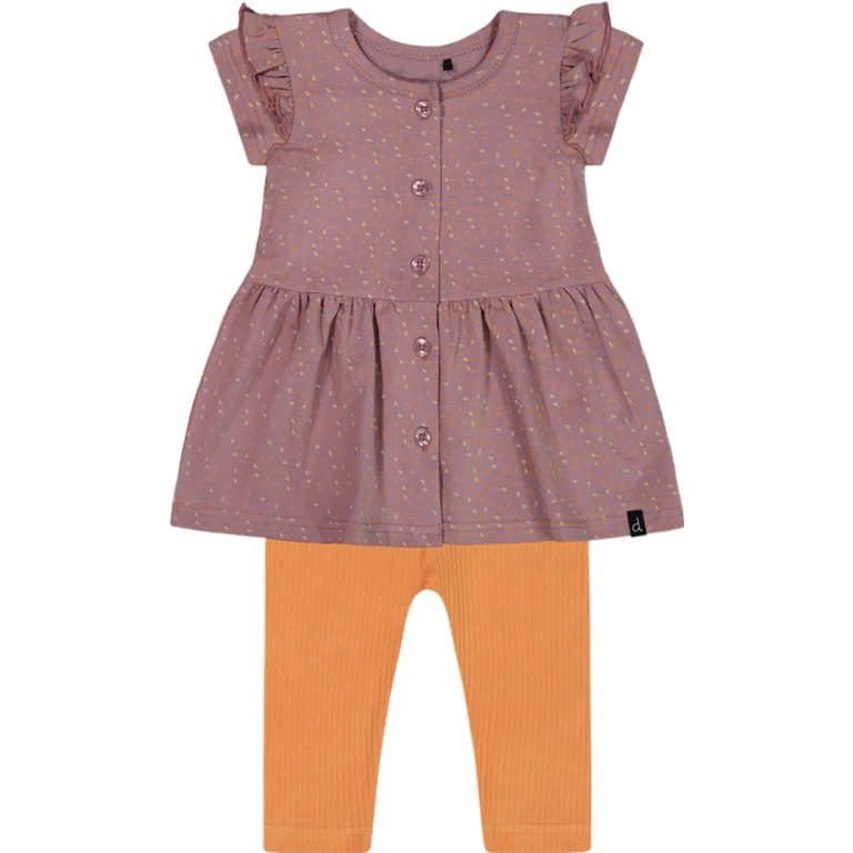 Printed Organic Cotton Dress and Solid Leggings Set - Baby Girl