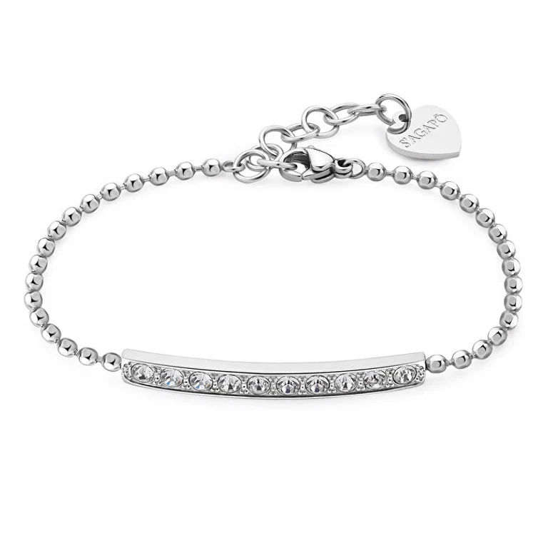 Dazzly Sdz11 Dazzling Steel Bracelet with Clear Crystals