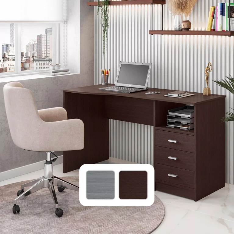Techni Mobili Classic Computer Desk with Multiple Drawers, Wenge:- Dark Brown
