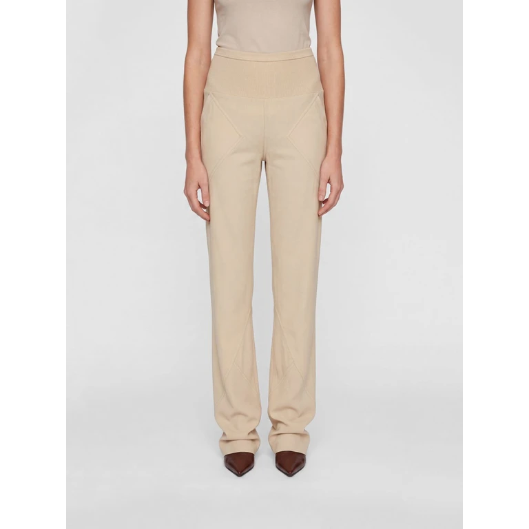 High-Waisted Straight-Leg Silk Trousers with Elastic Waist (RO01F6301GDB138)