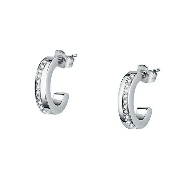 High-Quality Steel Earrings with Crystals Creoli Saup04