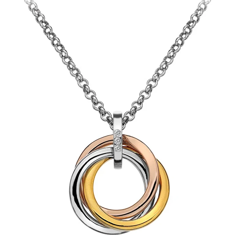 Silver Necklace Trio Rose Gold Dp544 (Chain, Pendant)