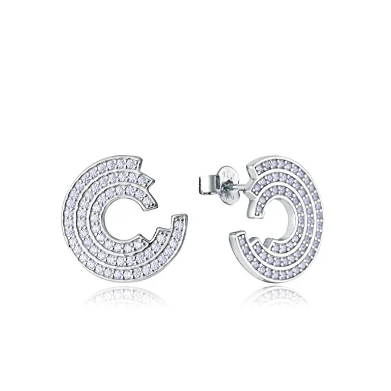 Elegant Silver Design Earrings with Zirconia 9128E000-30