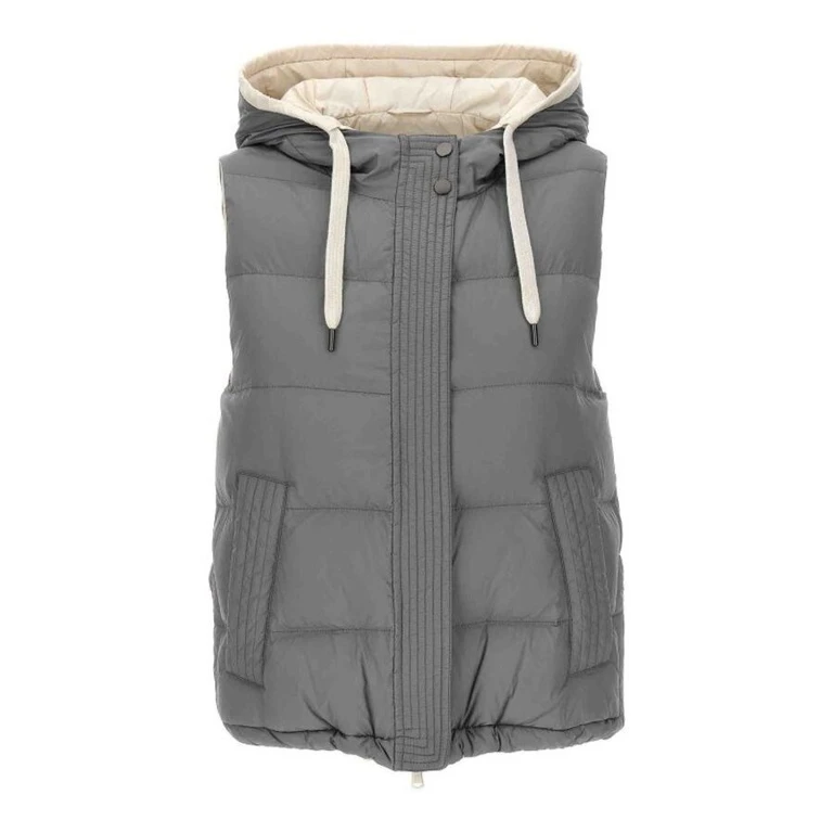 Womedium Grey Padded Hooded Vest