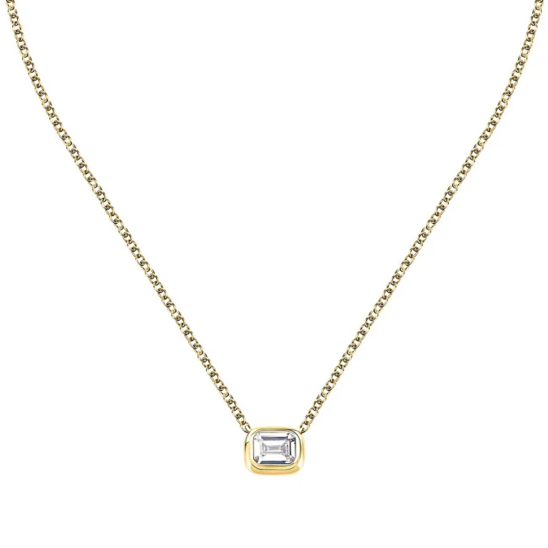 Elegante Gold-Plated Necklace with Zircons T-Design Tjaxa20