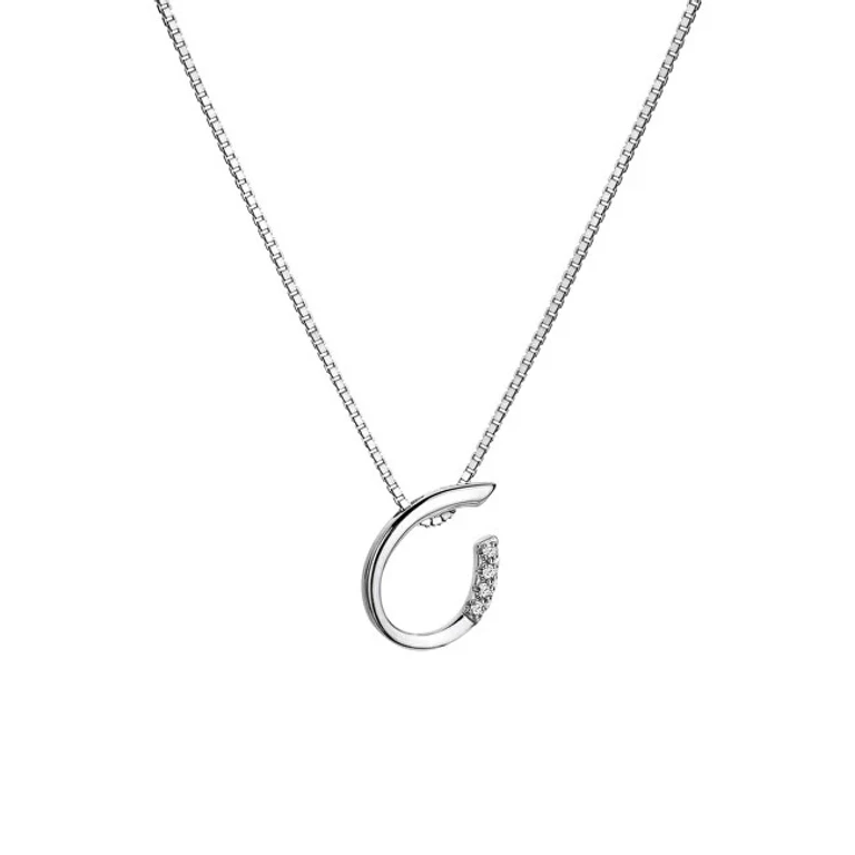 Elegante Silver Necklace With Drop Diamonds, Very Loved Dp908 (Chain, Pendant)