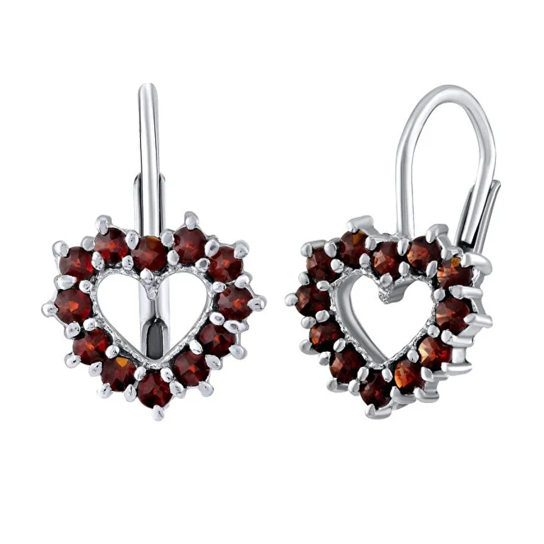 Silver Earrings with Real Garnets Silvegob380095