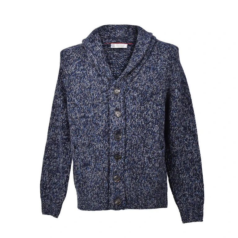 Blue Cashmere Blend Knit Cardigan