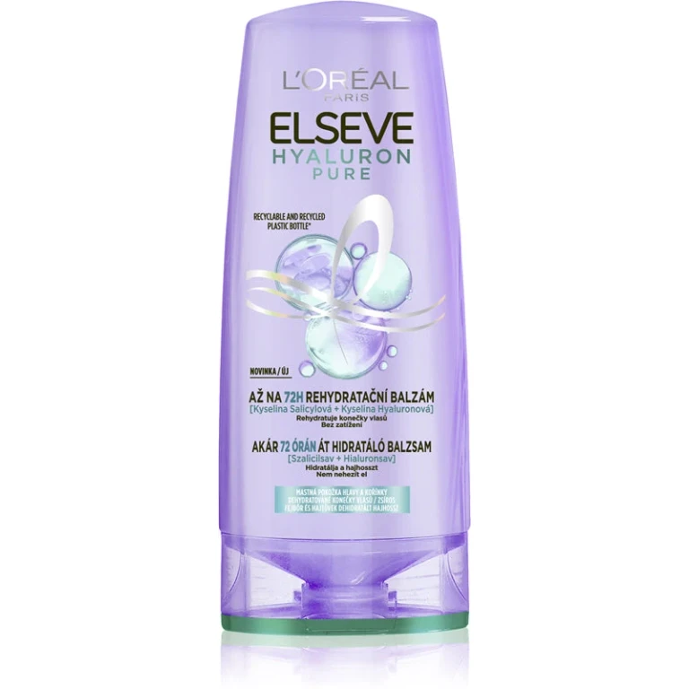Elseve Hyaluron Pure Conditioner for hair with oily roots and dry ends - 300ml