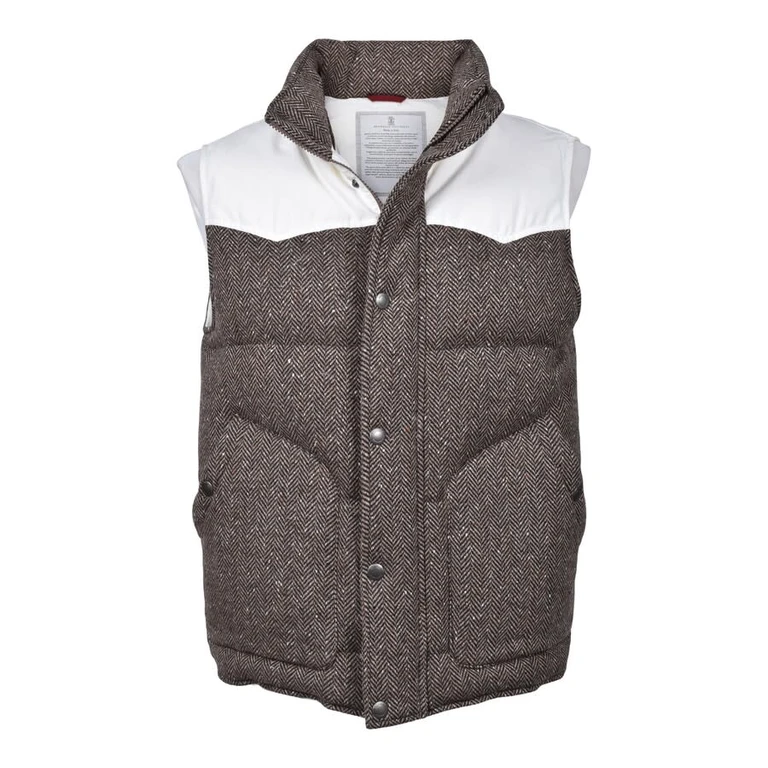 Men'S Brown White Wool Sleeveless Vest