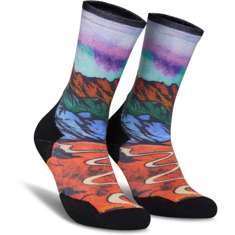 Trail Run Targeted Cushion Singletrack Print Crew Socks - Unisex