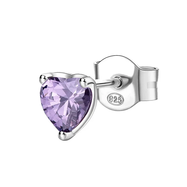 Single Earrings In Silver Heart Fancy Magic Purple Fmp92