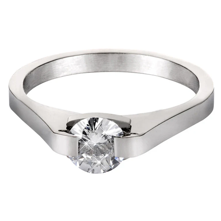 Stainless Steel Ring With Crystal Krs-088 - Size: 51 Mm