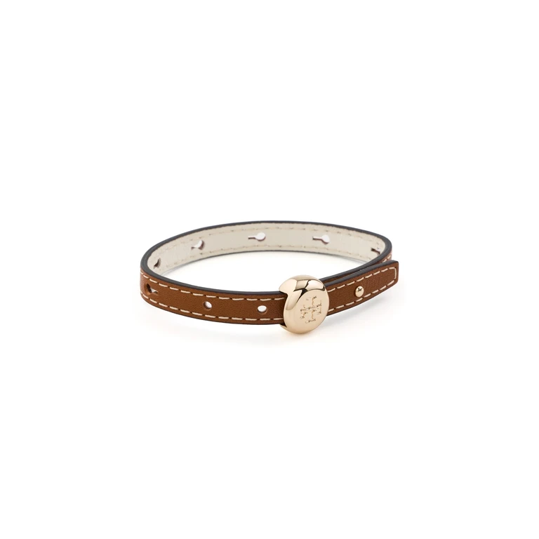 Romy Leather Bracelet Light Brass/Aged Tan One Size