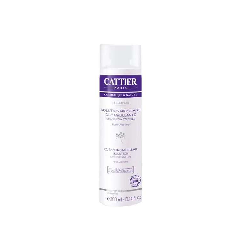 Cattier Pearl of Water Micellar Make-up Remover Solution Pink Aloe Vera Face Eyes & Lips ORGANIC 300ML