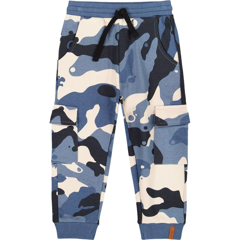 Blue Camouflage Fleece Sweatpants with Cargo Pockets - Big Boy