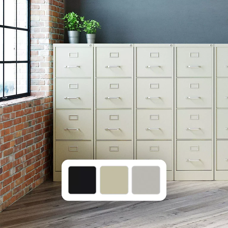 22' Deep 2 Drawer Letter Width Vertical File Cabinet, Putty, 4-Drawer:- 4-Drawer, Putty