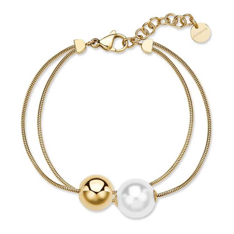 Double Gold-Plated Bracelet with Synthetic Pearl Perfect Bpc55