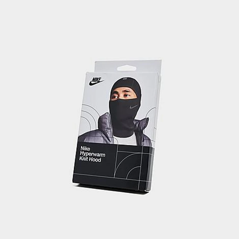 Nike Tech Hyperwarm Knit Graphic Balaclava Hood in Black
