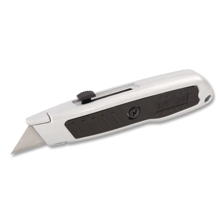1.25 in. Blade 3.5 in. Plastic Handle Retractable Utility Knife - Black/Gray