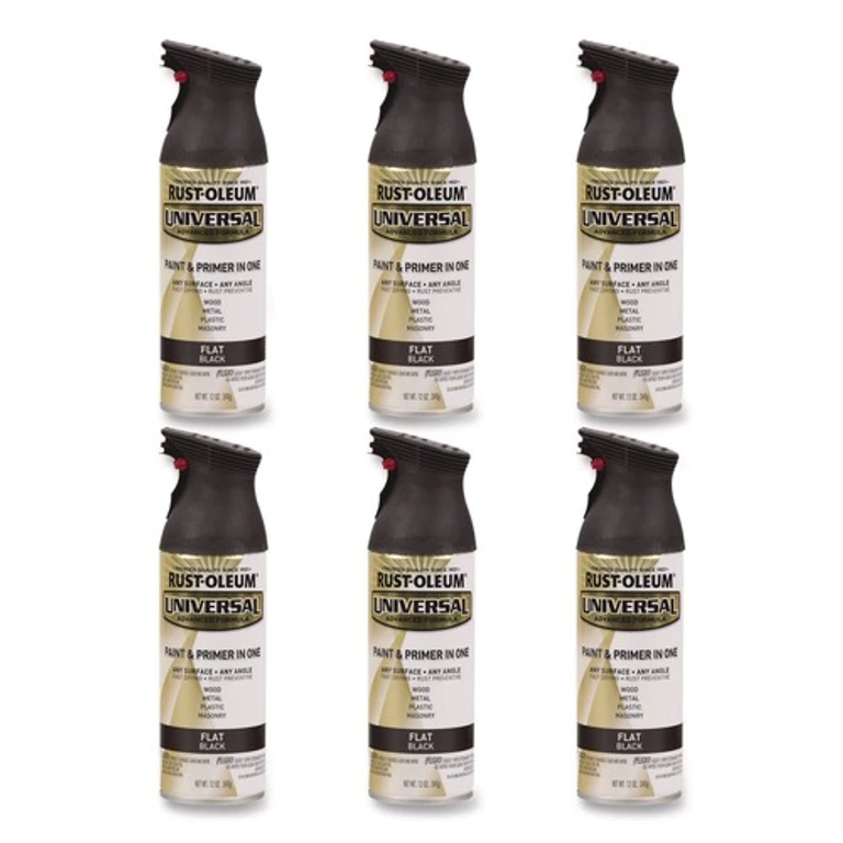 245198 Universal Premium Spray Paint, Flat Black, 12 oz Aerosol Can, 6/Carton
