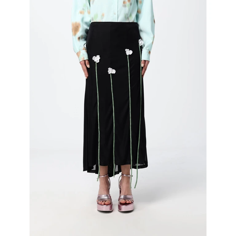 Jersey Midi Skirt With Applied Flowers (012004461555)