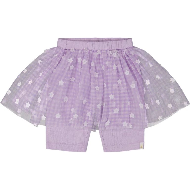 Crinkle Biker Shorts with Flower Mesh Skirt - Little Girl