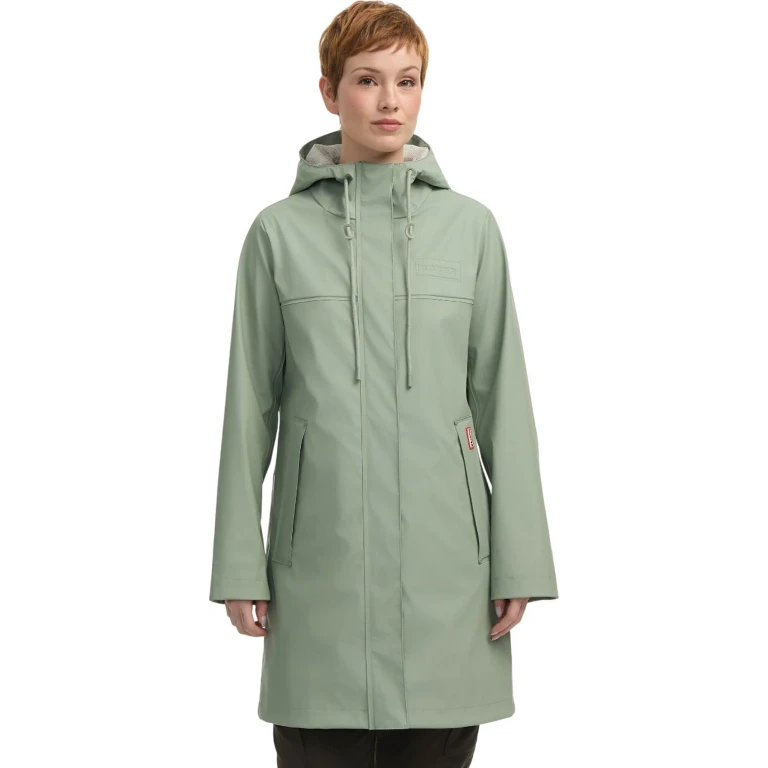 Spring Mid-Length Rubberized Raincoat - Women's