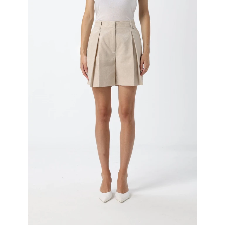 High-Waisted Shorts in a Linen and Cotton Blend (261AT207113460)