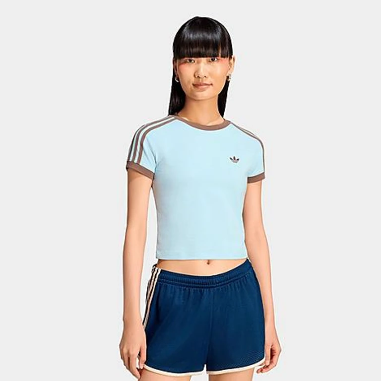 Women's Originals adicolor 3-Stripes Baby T-Shirt in ice blue Size: XS