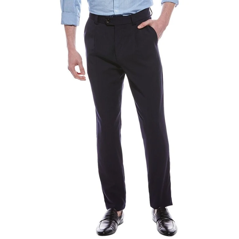 Navy Virgin Wool Tailored Trousers