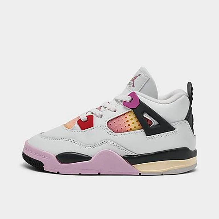 Kids Toddler Air Retro 4 Basketball Shoes in Off White/Anthracite/Fire Pink Size: 4.0