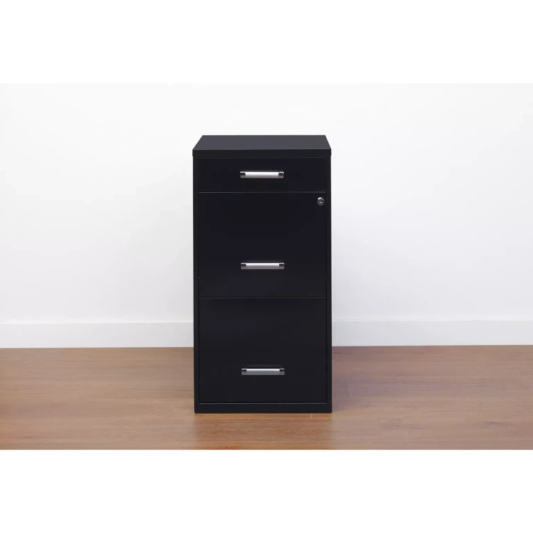 3 Drawer Letter Width Vertical File Cabinet with Pencil Drawer, Black
