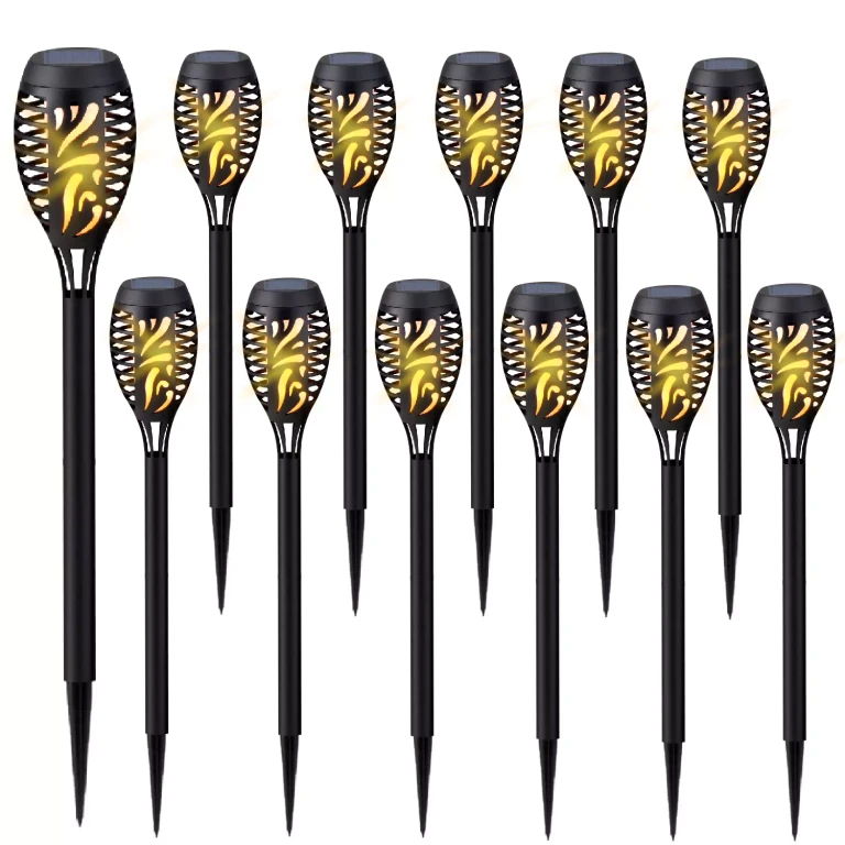 15' Solar Flaming Tiki Torch Lights, 12-Pack
