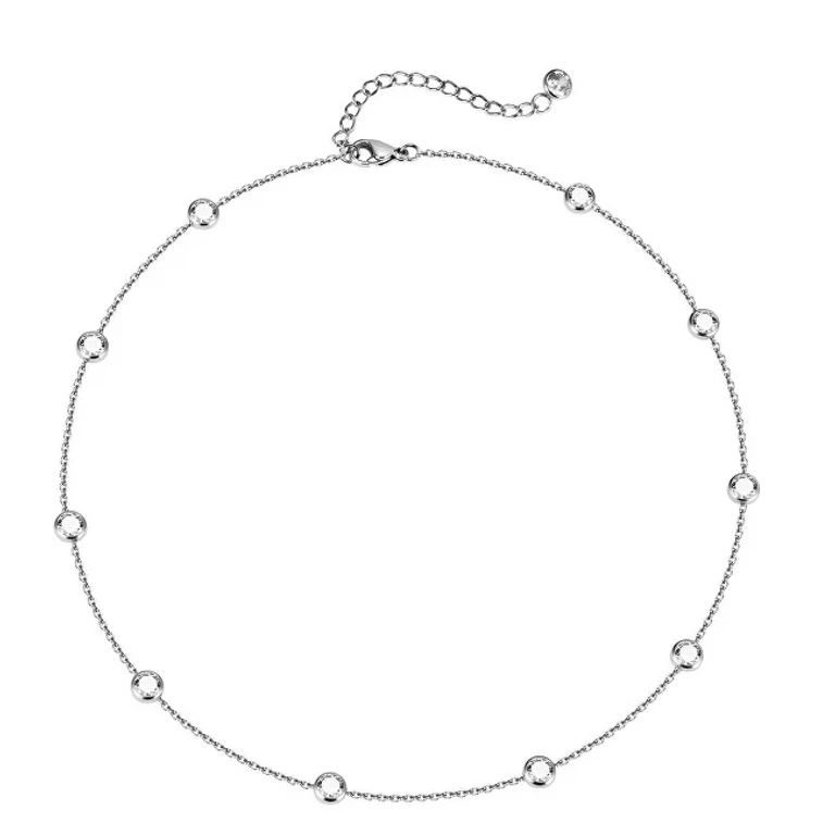 Stainless Steel Necklace with Sparkling Zircons
