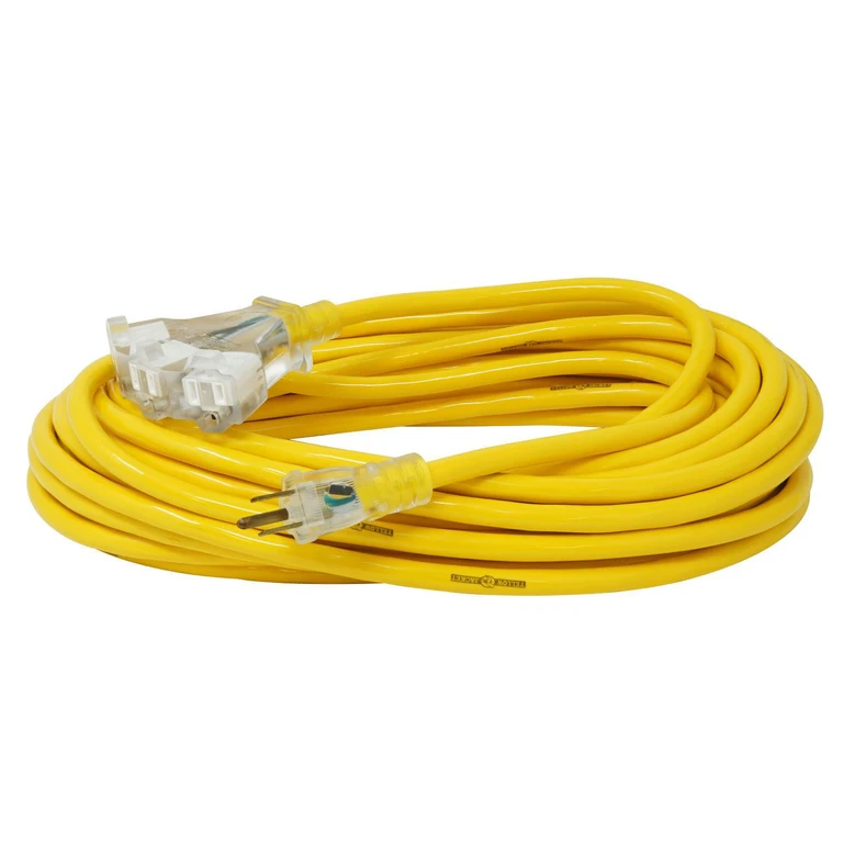 50 ft. 12/3 SJTW Multi-Outlet (3) Outdoor Heavy-Duty 15 Amp Contractor Extension Cord with Power Light