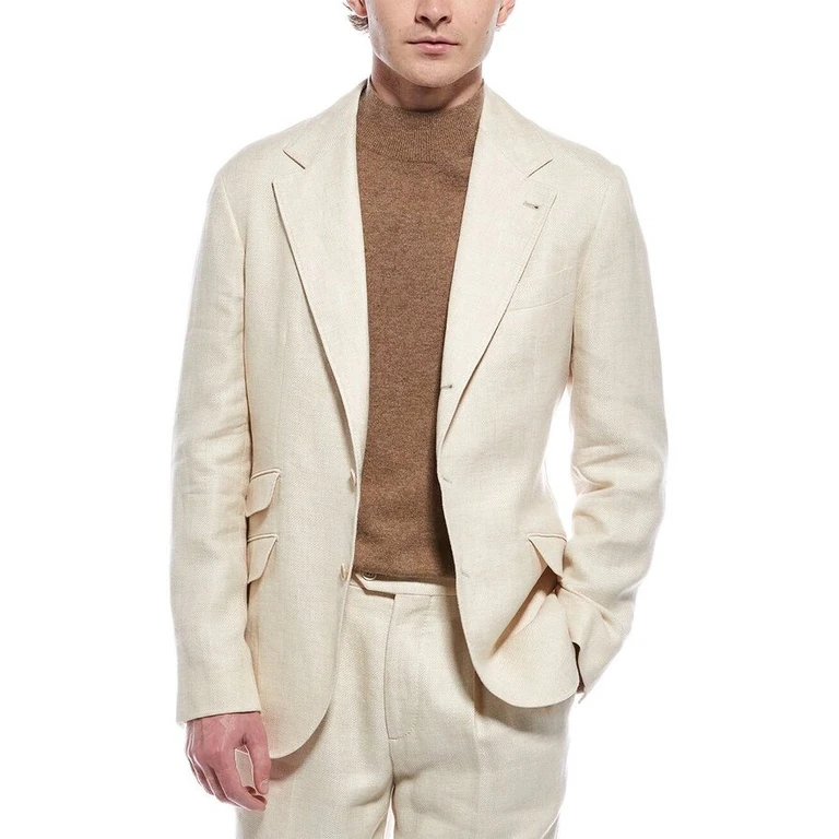Ivory Linen Wool Blend Blazer