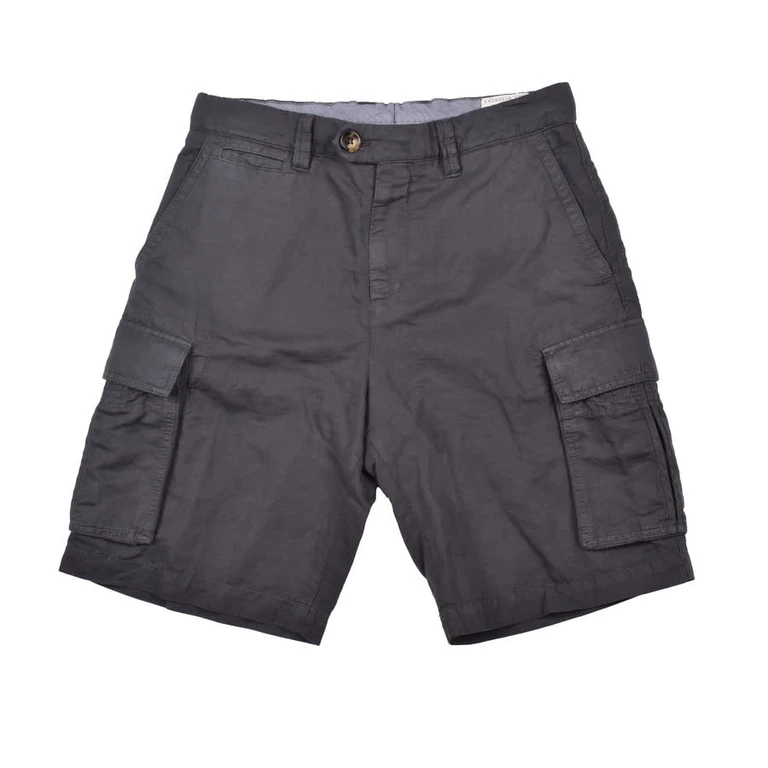 Anthracite Linen Blend Cargo Shorts