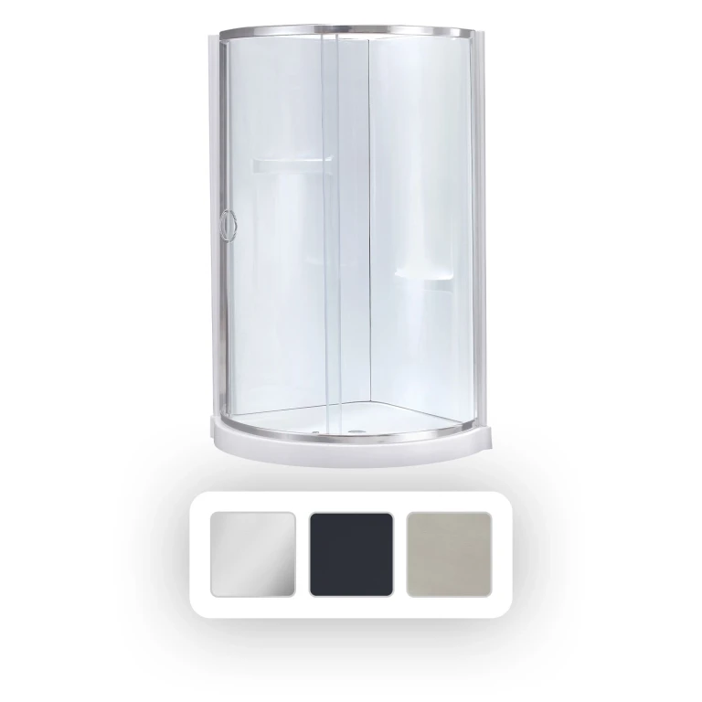 Breeze 38" x 38" x 77" Corner Shower Kit with Clear Glass, Walls, Base and Chrome Hardware - Chrome:- Chrome