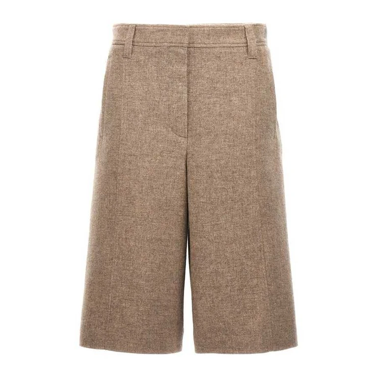 Sand Wool Tailored Bermuda Shorts
