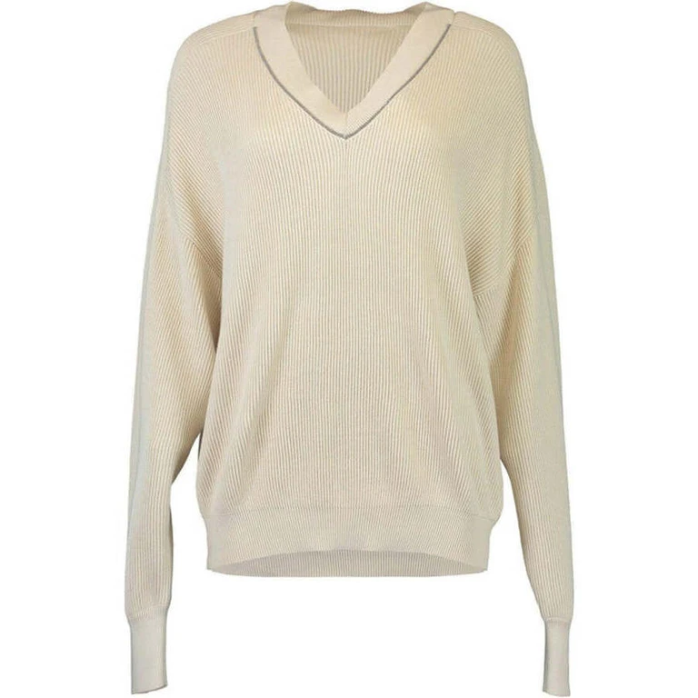 Wobeige Ribbed V Neck Sweater