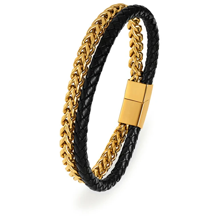 Luxury Double-Colored Leather Bracelet - Length: 21 Cm