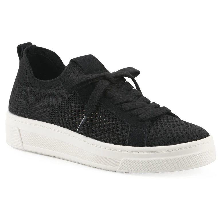 WOMEN'S LACE UP SNEAKER - BLACK 6:- 6, Black