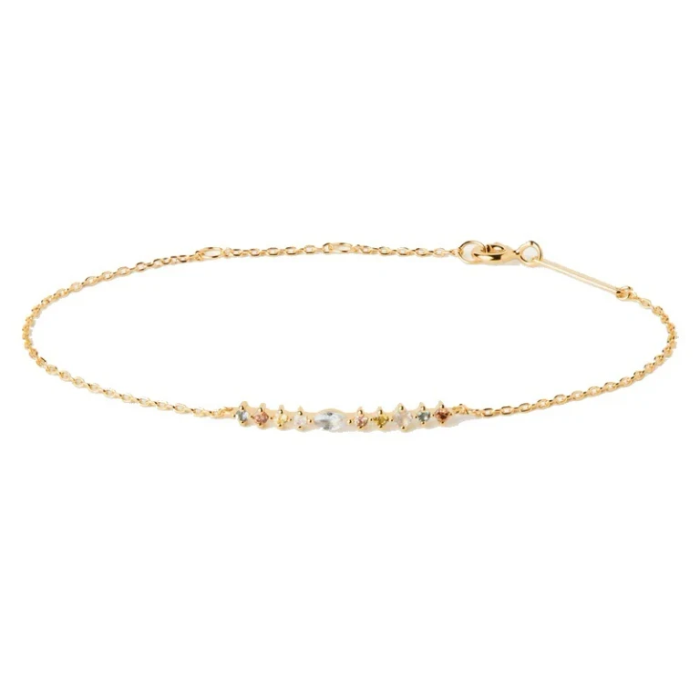 Gold-Plated Bracelet with Colored Zircons Lotus Colors Pu01-845-U