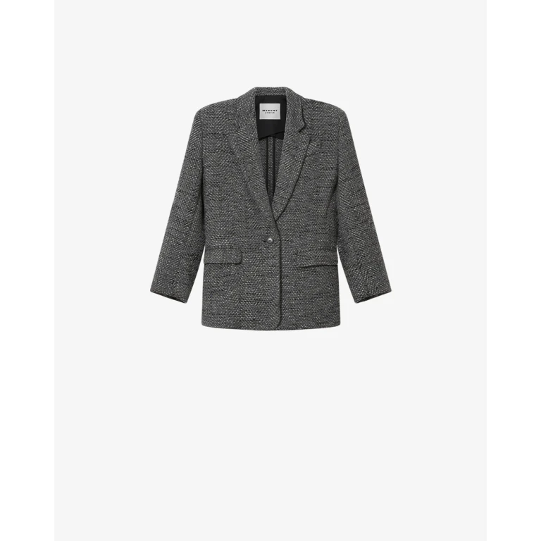 ISABEL MARANT ETOILE Single-Breasted Cotton Blazer with Bicolor Abstract Pattern (VE0767FAD3E02E02AN)