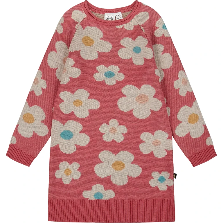 Knitted Dress with Flower Jacquard - Big Girl