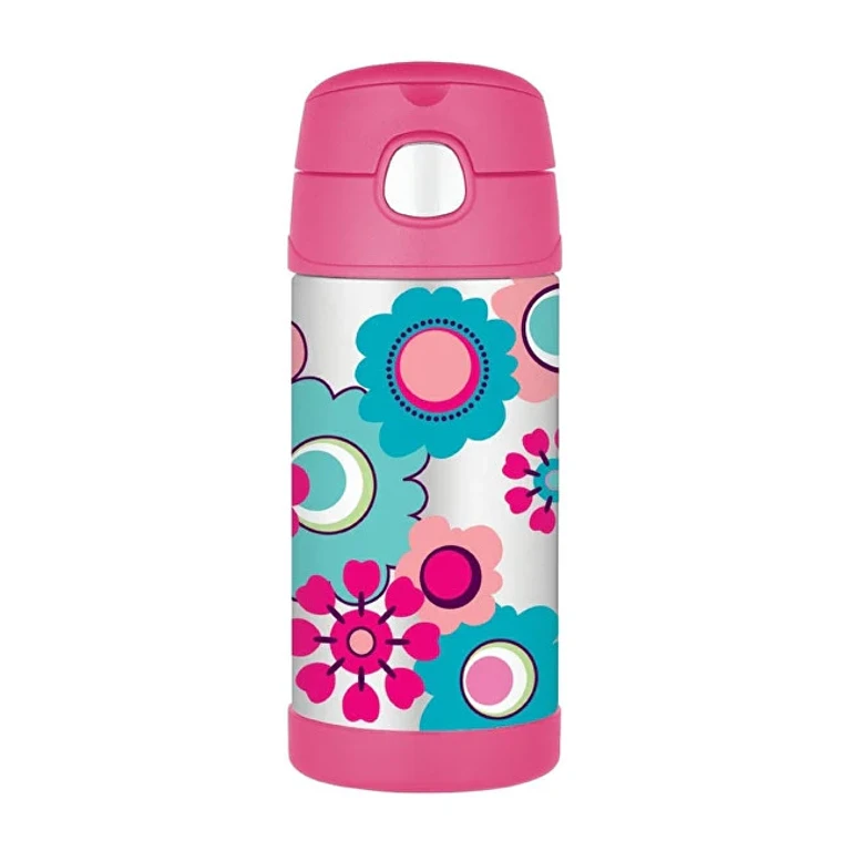 FUNtainer Baby thermos with straw - flowers 355 ml
