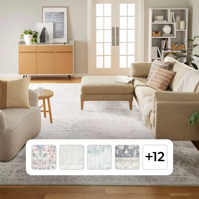 Everwash Washable 9' x 12' Area Rug, Light Grey:- Light Grey