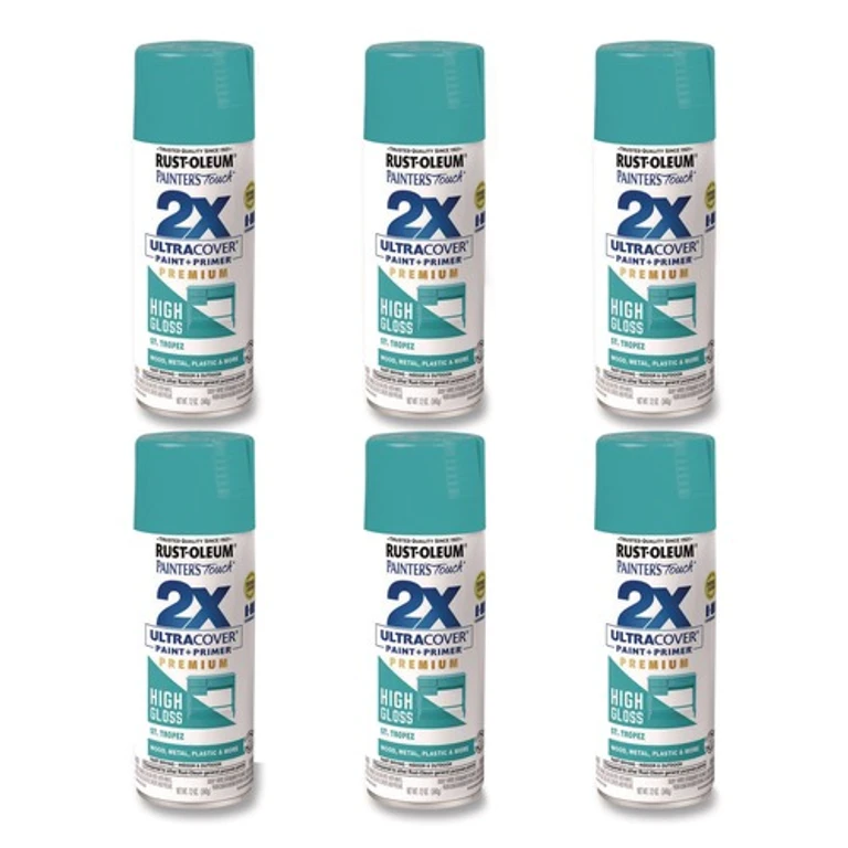 331175 Painter's Touch 2X Ultra Cover Spray Paint, High Gloss St. Tropez, 12 oz Aerosol Can, 6/Carton